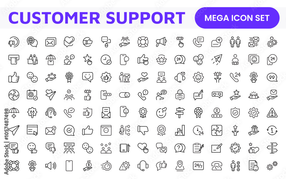 Customer Support Icon Set. Icons for enhancing user assistance, perfect for help centers, chat interfaces, and service platforms to streamline communication and improve user experience. Customer Support Icon Set. Icons for enhancing user assistance, perfect for help centers, chat interfaces, and service platforms to streamline communication and improve user experience.