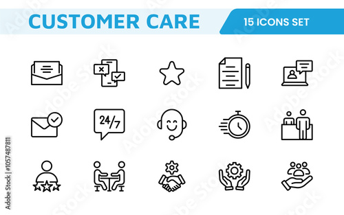 Customer Support Icon Set. Icons for enhancing user assistance, perfect for help centers, chat interfaces, and service platforms to streamline communication and improve user experience.