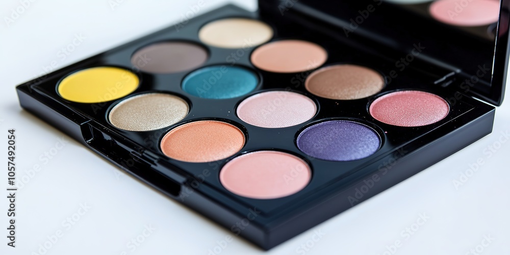 Close-up of colorful eyeshadow palette