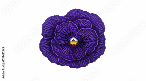 A vibrant purple flower with intricate petal details and a yellow center.