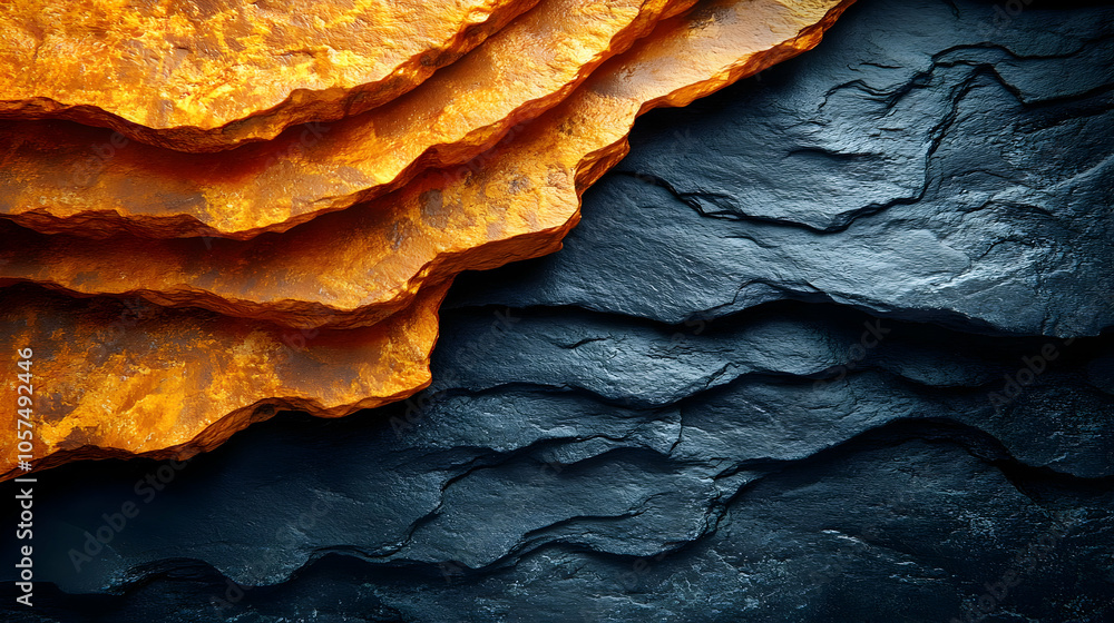 Obraz premium Abstract Background with Layered Gold and Black Stones