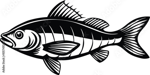 fish silhouette vector illustration black and white