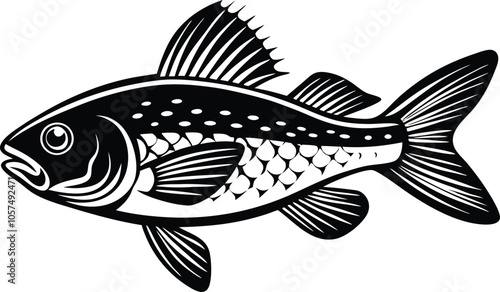 fish silhouette vector illustration black and white