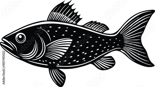 fish silhouette vector illustration black and white