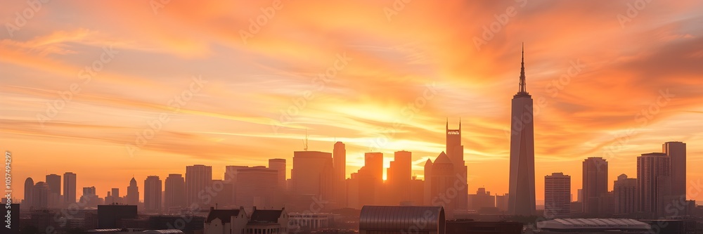 skyscrapers at sunset over the city skyscrapers at sunset over the city
