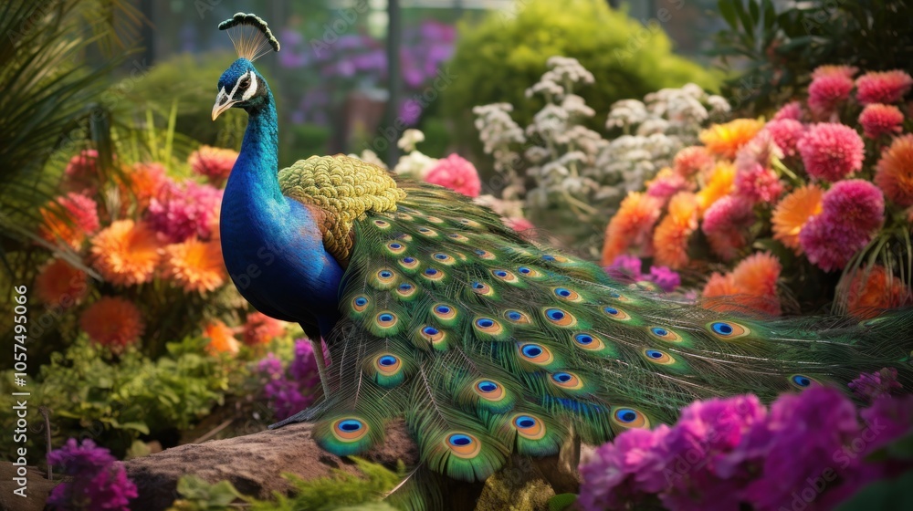 Fototapeta premium Peacock in a Garden