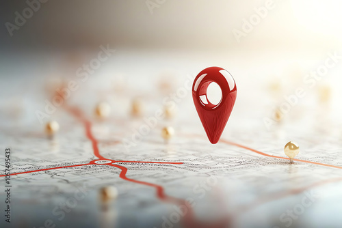 Location icon over regional map, directional cues, 3D illustration photo