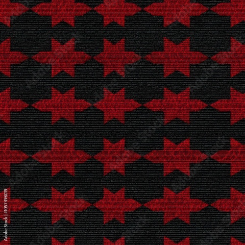 Red Stars on a Black Binary Code Background Texture pattern ,seamless pattern, texture with copy space for background and textile design photo