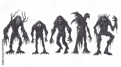 Creepy scary monster. Mutant Creatures. Illustration