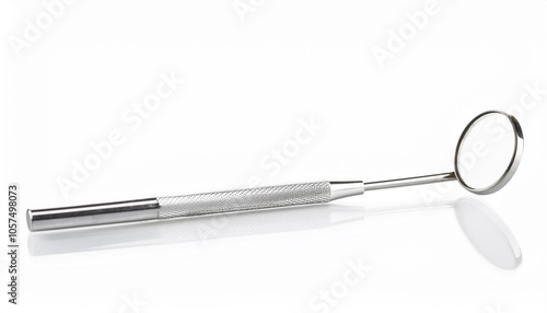 Dental Mirror on White Background Isolated. Full Shot of Medical Devices.