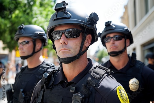 Officers with body cameras documenting an arrest, symbolizing transparency and the steps taken to ensure accountability in law enforcement, symbolizing technology and responsibility