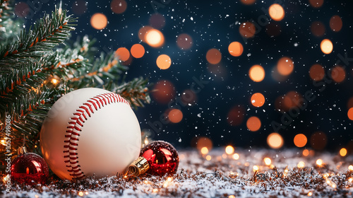 baseball, christmas decoration and snow photo