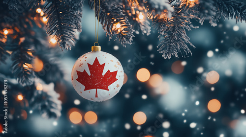 canadian flag inspired christmas ornament