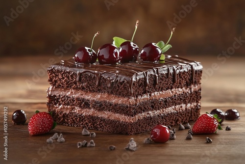 Chocolate Drip Cake with Berries on Top

