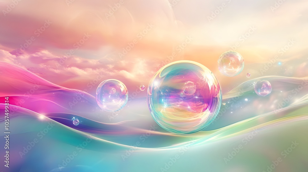 A 3D wallpaper of transparent glass orbs floating in space, refracting gradient pastel colors. Light flows through the glass creating prism effects with soft rainbow hues. The background fades into a
A 3D wallpaper of transparent glass orbs floating in space, refracting gradient pastel colors. Light flows through the glass creating prism effects with soft rainbow hues. The background fades into a