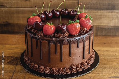 Chocolate Drip Cake with Berries on Top
