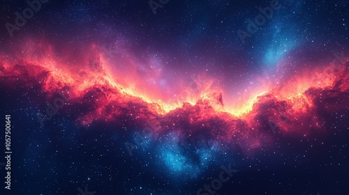 Red and blue nebula in space