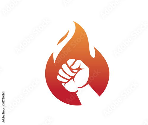 creative fits and fire revolution symbol logo vector design icon illustration