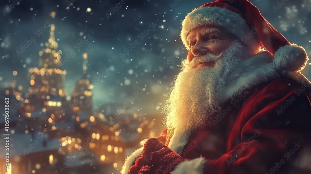 Santa Claus on a New Year's background. Holiday poster Santa Claus on a New Year's background. Holiday poster
