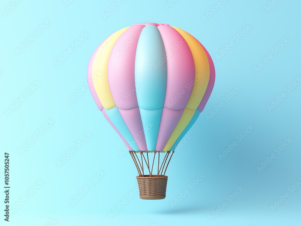 Naklejka premium Hot air balloon isolated on a blue background