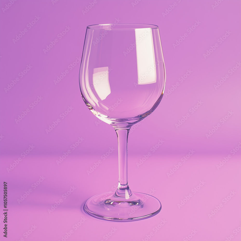 Empty elegant wine glass isolated on a soft purple surface Empty elegant wine glass isolated on a soft purple surface
