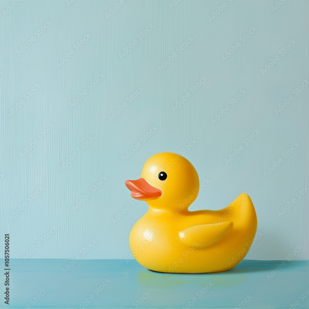 Yellow rubber duck isolated blue background Yellow rubber duck isolated blue background