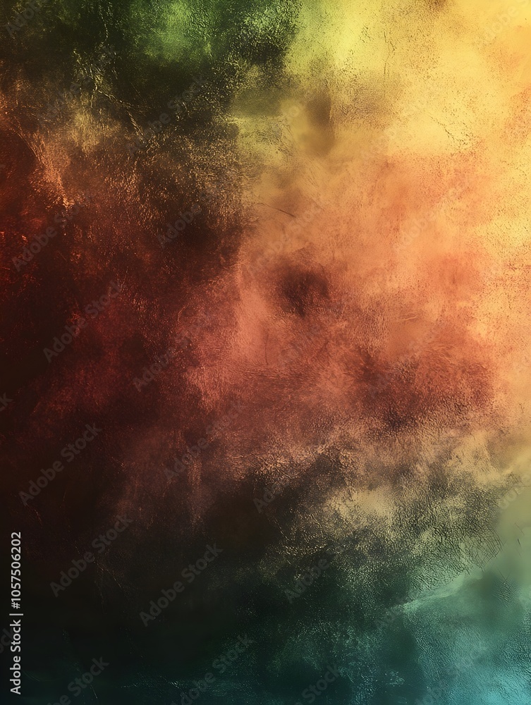 Fototapeta premium An abstract colorful texture featuring rich hues of orange, green, and brown, creating a moody and atmospheric background for various creative projects.