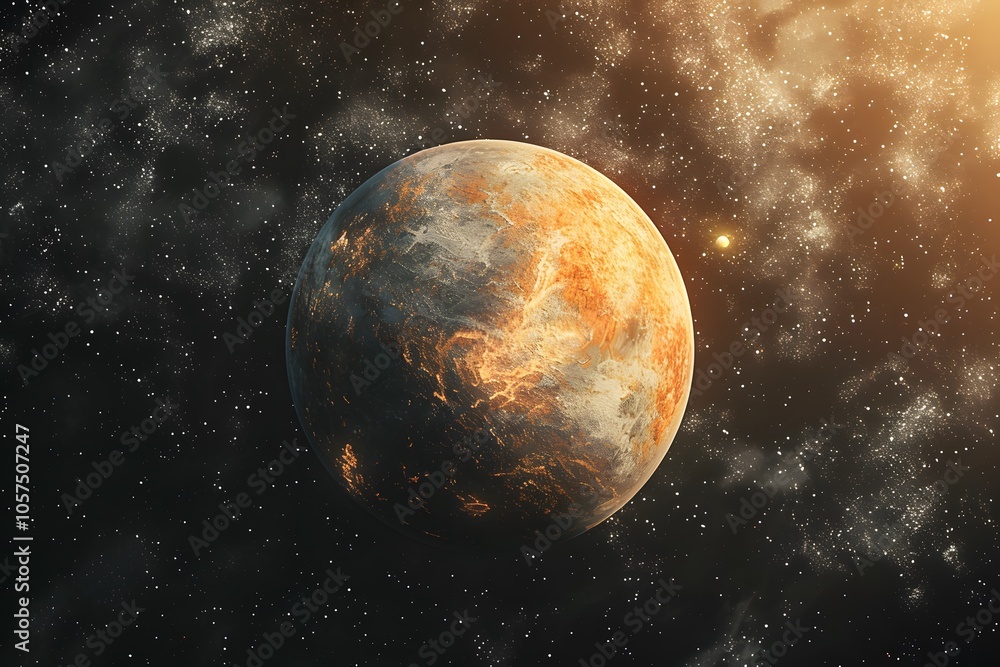 Obraz premium A Stunning View of a Rocky Exoplanet Surrounded by Cosmic Wonders