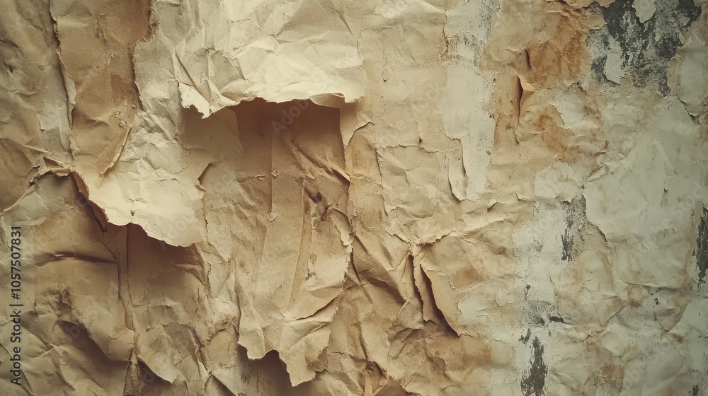 Fototapeta premium The texture of torn old faded paper