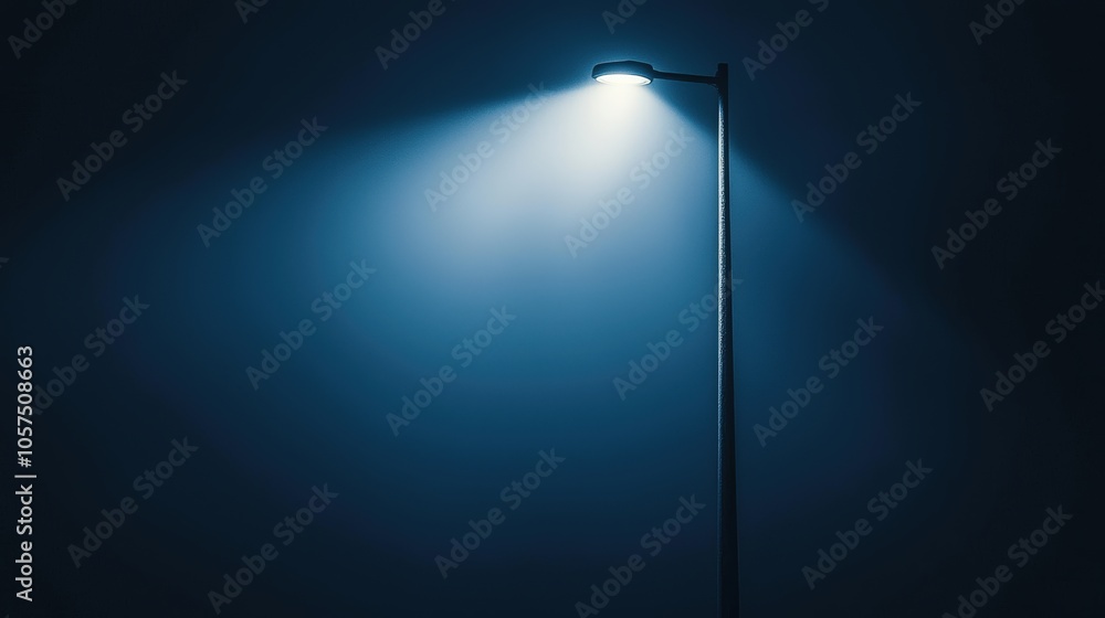 Street lamp glows in fog Street lamp glows in fog