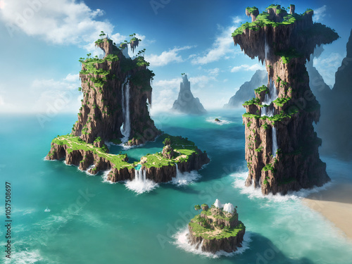 fantastic waterfall in the mountains