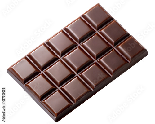 Smooth dark chocolate bar with squares