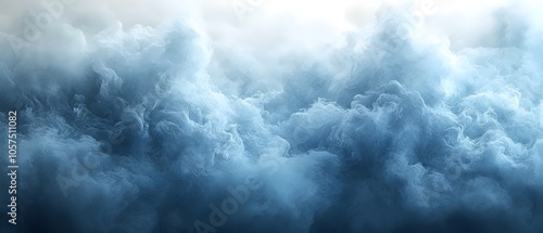 An abstract composition of swirling blue clouds, creating a dynamic and serene atmosphere. The soft textures suggest depth and movement in a dreamlike setting.