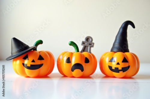 Halloween holiday toy pumpkins, toy caps, toy graves, toy candles,