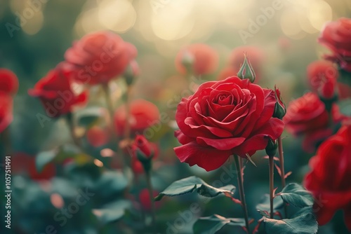 close up leaves rose flower with bokeh