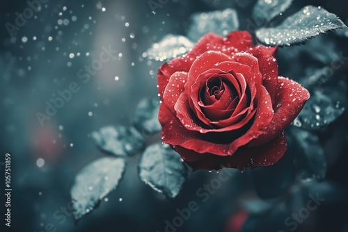 close up leaves rose flower with bokeh