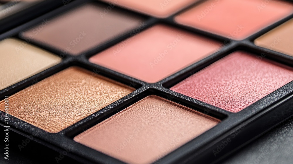 Close-up of a luxury contouring makeup palette, its colors softly blended to form an abstract yet feminine background. Close-up of a luxury contouring makeup palette, its colors softly blended to form an abstract yet feminine background.