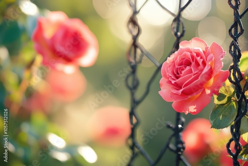 close up leaves rose flower with bokeh