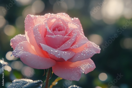 close up leaves rose flower with bokeh