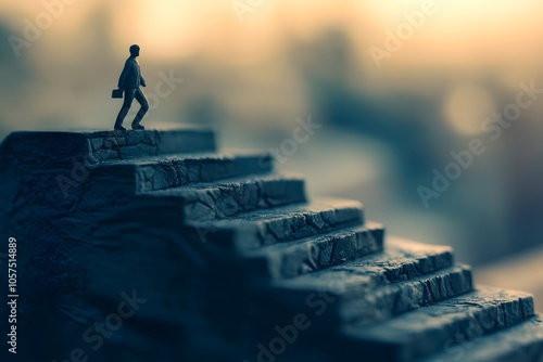 Miniature Figure Ascending a Stone Staircase photo