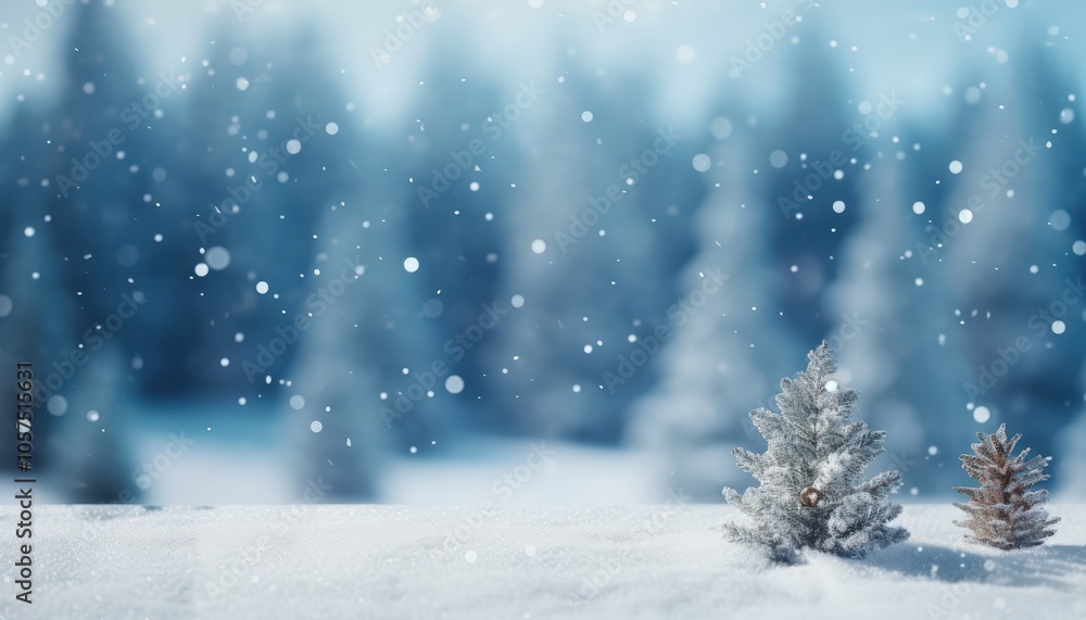Snow falls on a winter forest Snow falls on a winter forest