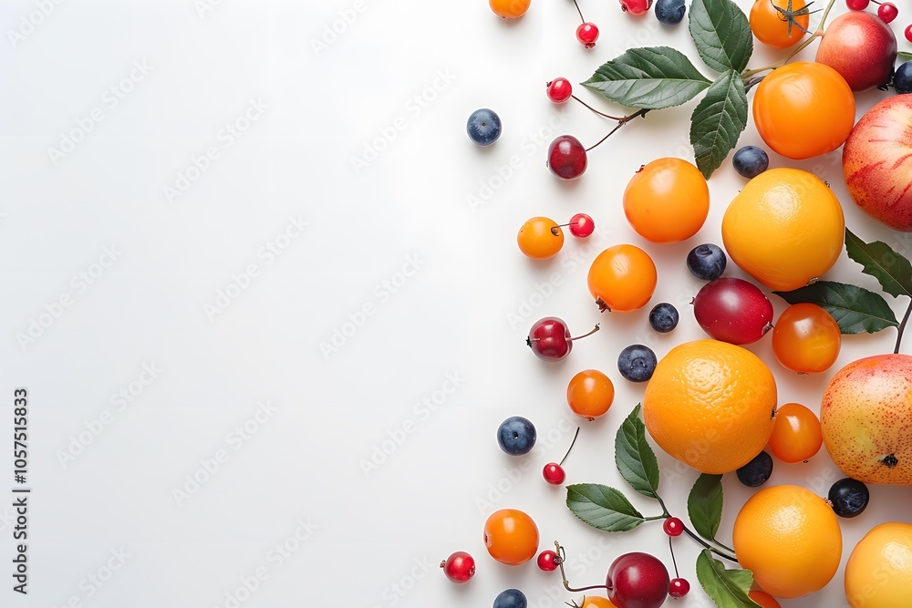 Obraz premium Vibrant Assortment of Fresh Fruits on a Light Background