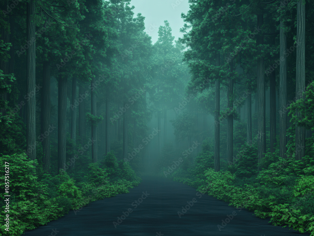 Fototapeta premium Dark and Moody Forest Pathway for Reflection
