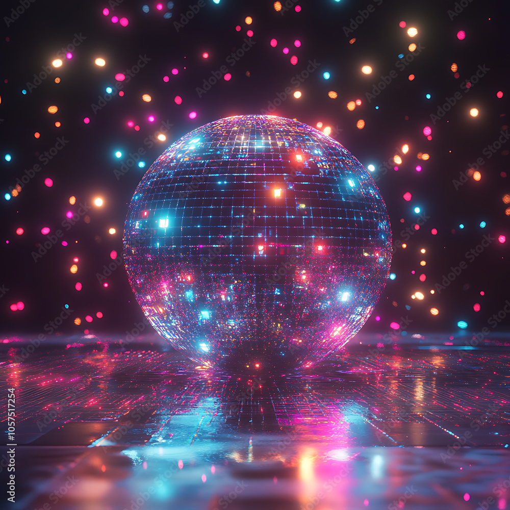 Disco ball with lights ai generated Disco ball with lights ai generated