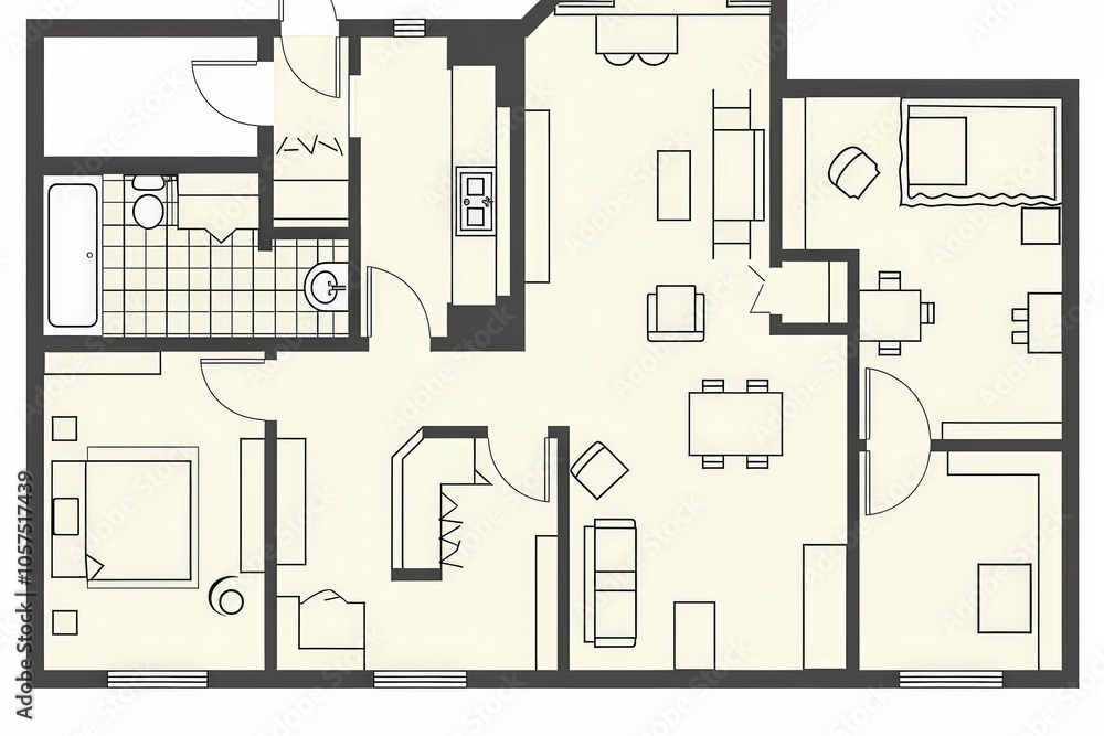 A floor plan of a two story home with a kitchen, living room, and dining room A floor plan of a two story home with a kitchen, living room, and dining room