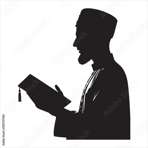 Muslim praying silhouette vector Islamic Prayer vector silhouette a Muslim Prayer to Allah vector