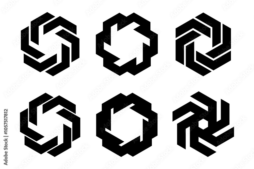 black and white cubes, Hexagon Logo Design Vector Bundle, Cube Logo black and white cubes, Hexagon Logo Design Vector Bundle, Cube Logo