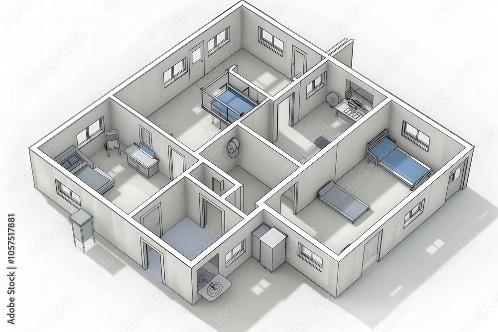 A white room with a bed and a chair A white room with a bed and a chair