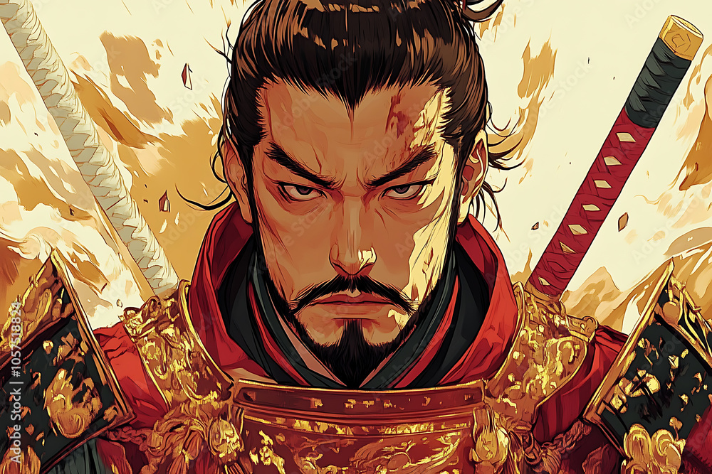 The illustration depicts Oda Nobunaga, the legendary 16th-century