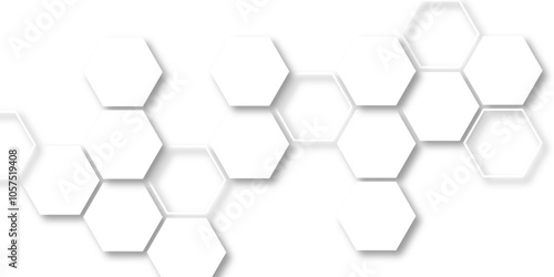 Abstract white hexagon concept design background. Seamless bright white honeycomb banner design. 